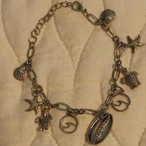 Silver Charm Bracelet with Sea Life Accents